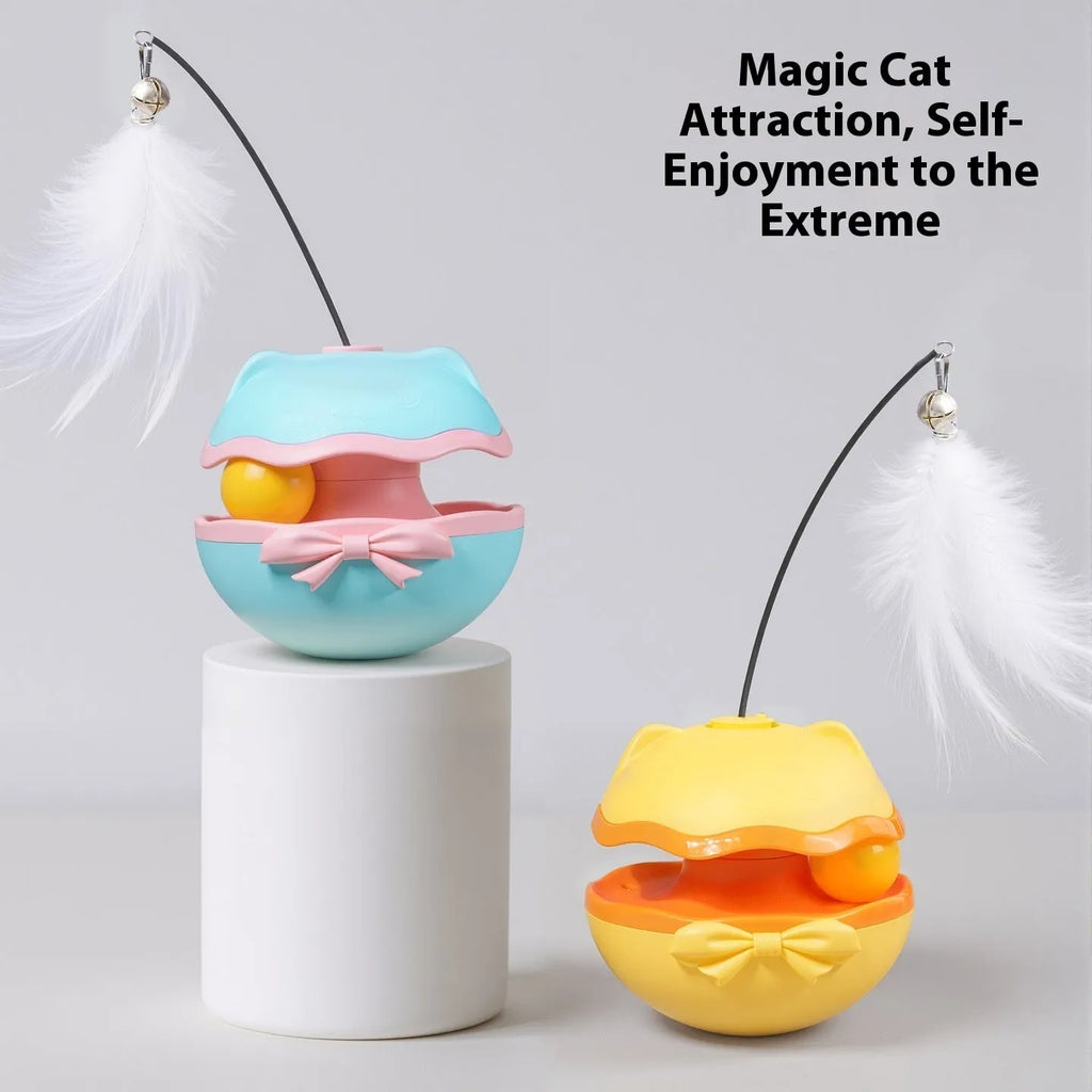 Electric cat toy tumbler teaser stick in soft fog grey colour