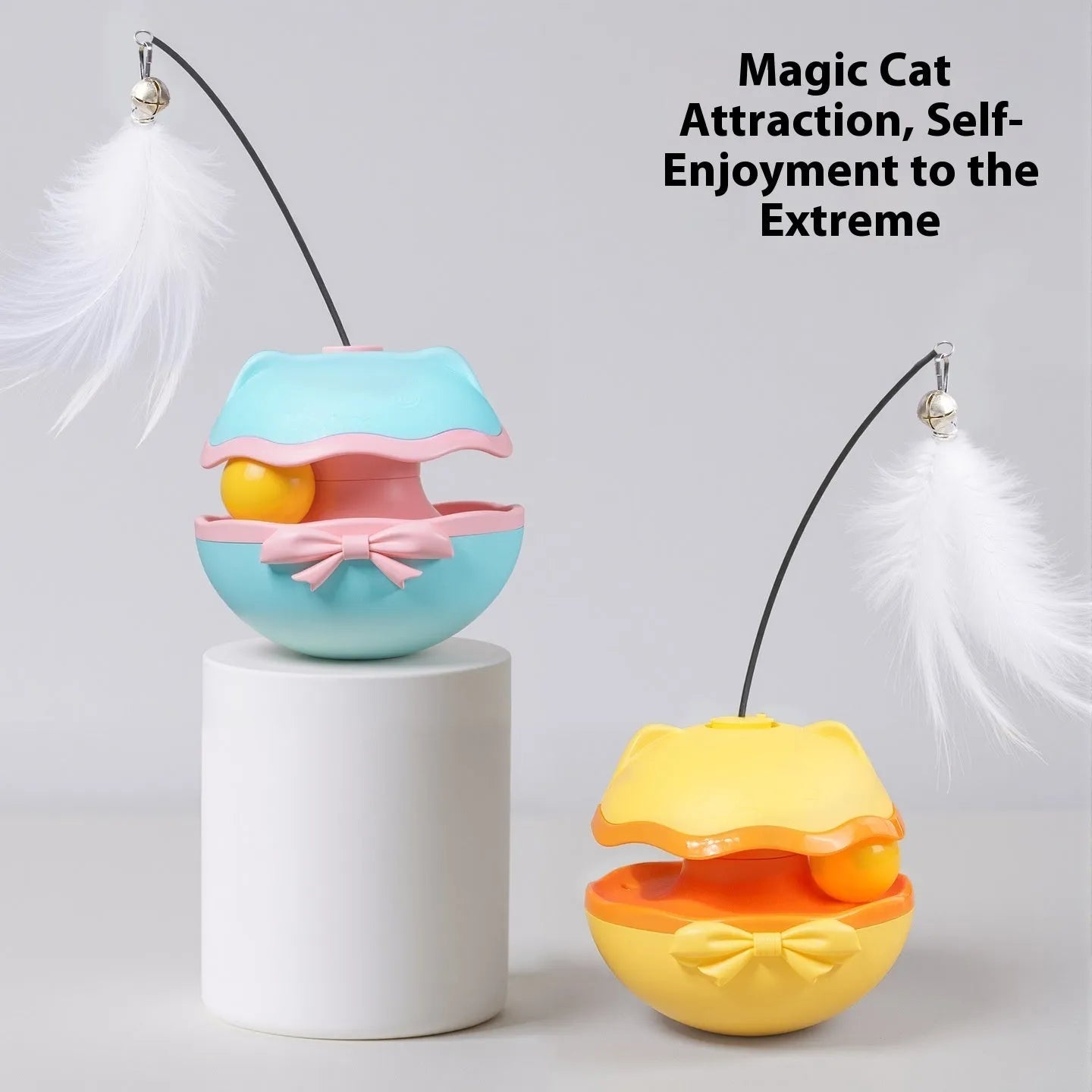 Electric cat toy tumbler teaser stick in soft fog grey colour