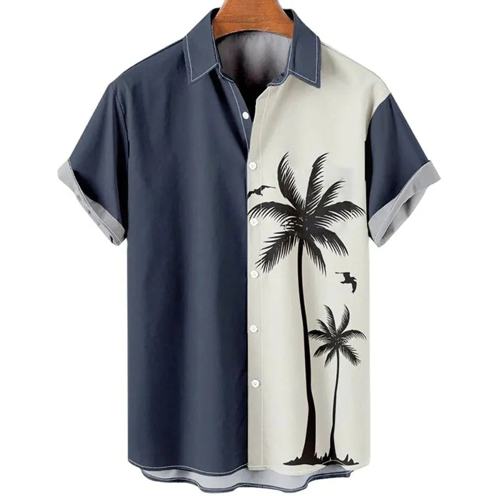 Men's slim fit short sleeve shirt with 3D floral digital printing in various colour options