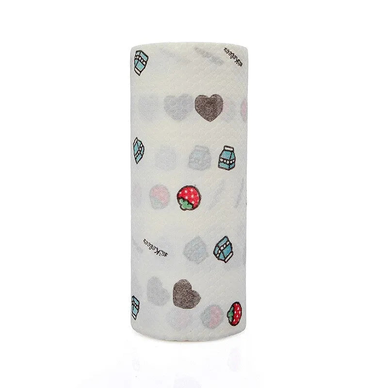 Roll of disposable non-woven rags 23x25cm in fawn colour with 50 sheets of wood pulp PP fabric
