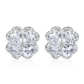 925 silver heart-shaped earrings with four-leaf clover design and zircon stones