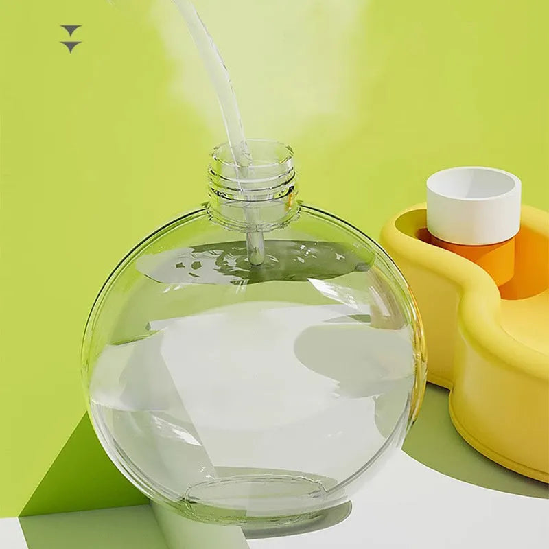 Green portable dog water bottle with detachable drinking bowl for travel
