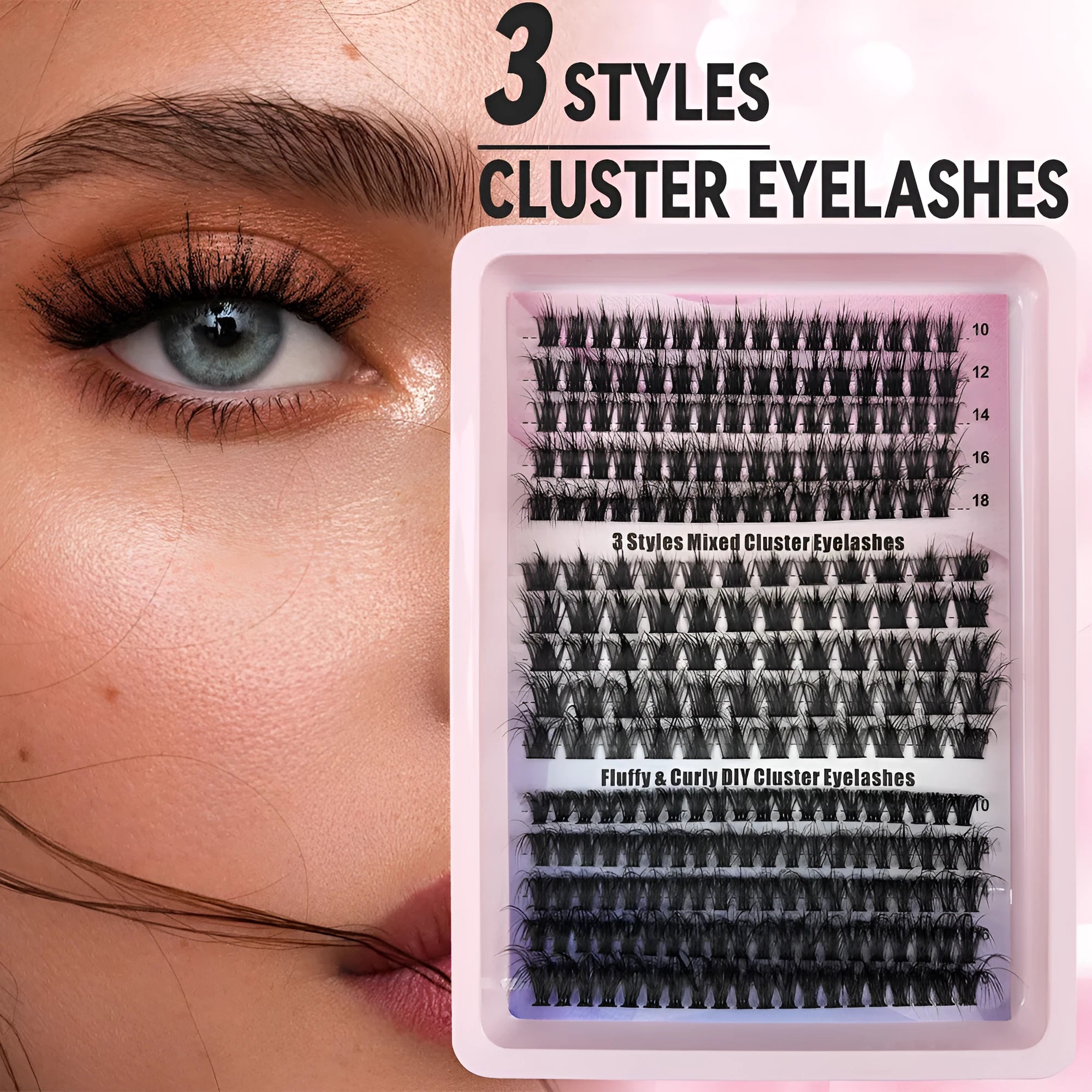 Mixed false eyelash storage case measuring 13.7cm with five specification types