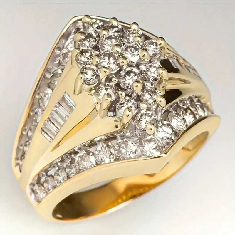 Gold electroplated copper ring geometric shape unisex size no 8