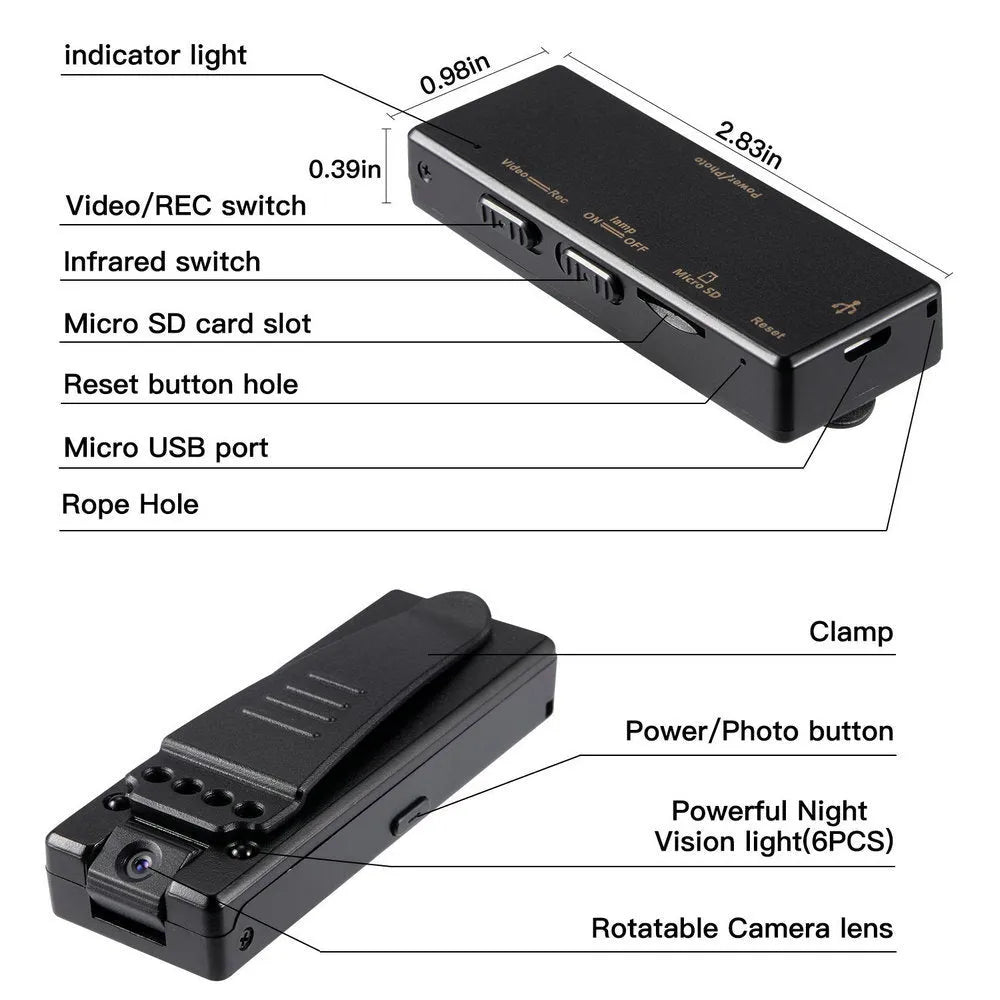Black 1080p HD digital video camera on a stand showing its 90-degree rotation capability.