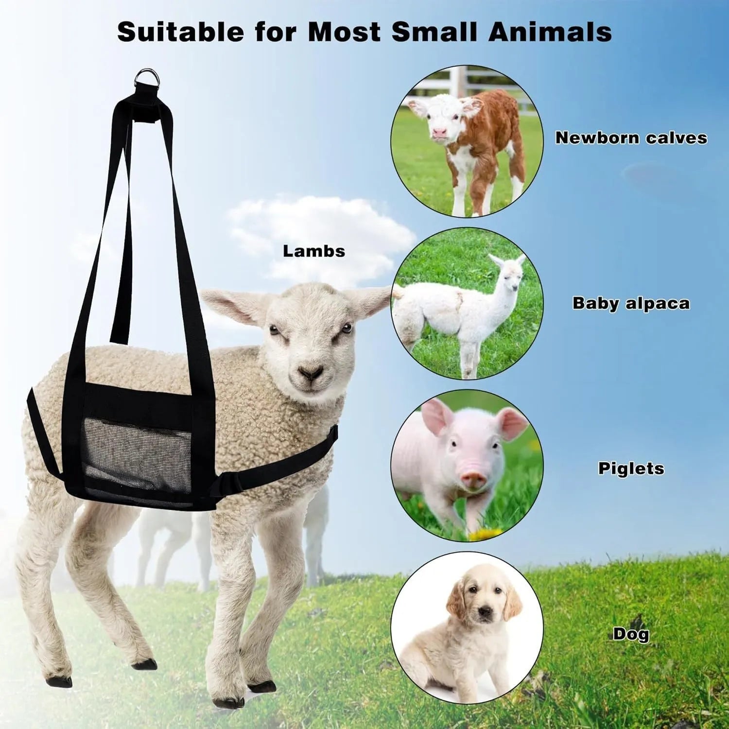 Black Oxford cloth calf and large dog weighing sling measuring 150cm long.