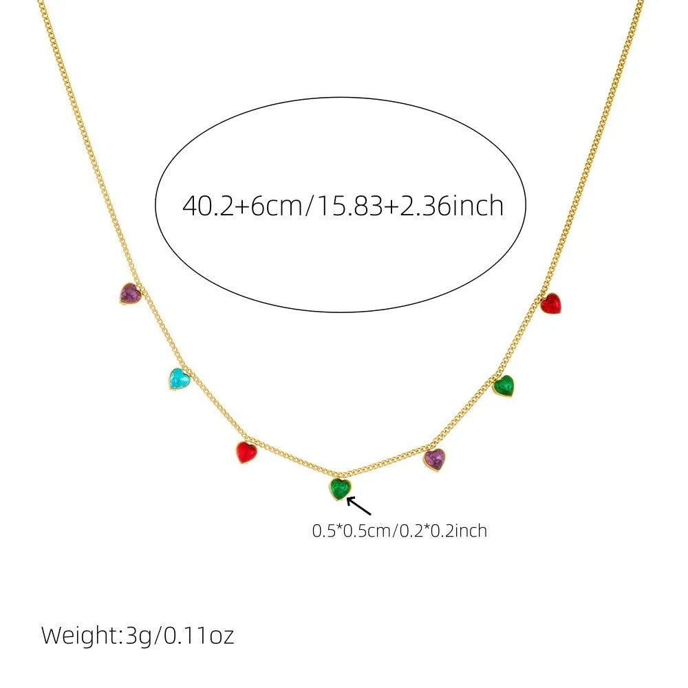 Gold-plated heart necklace on stainless steel chain with adjustable 41-50cm length