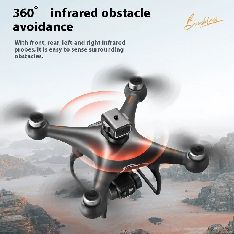 Black or white brushless UAV drone with obstacle avoidance and HD camera, under 30cm size