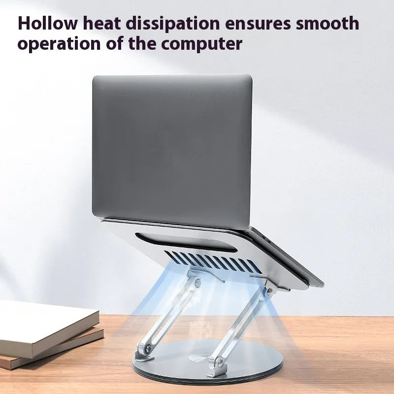 Silver aluminium alloy laptop stand with rotatable height-adjustable design
