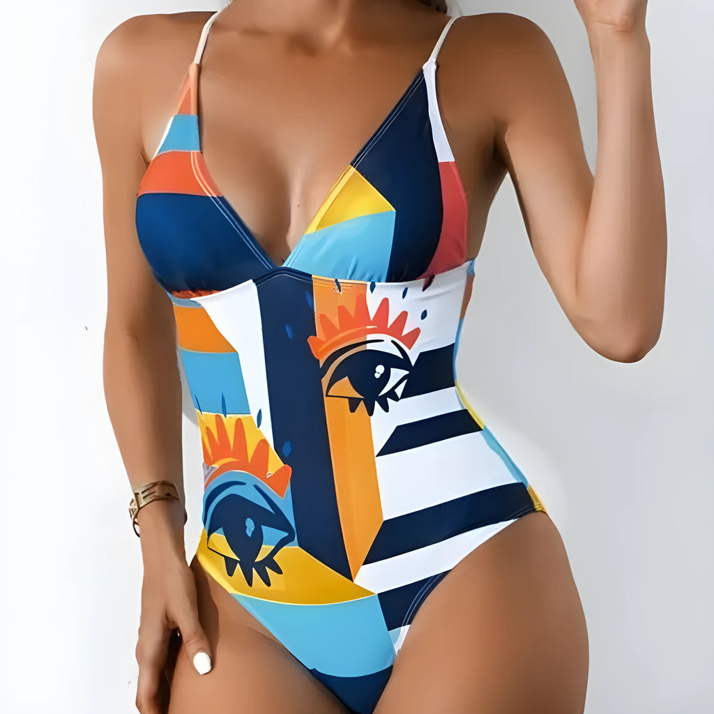 Women's plus size backless one-piece swimsuit in solid colour with high elasticity spandex construction