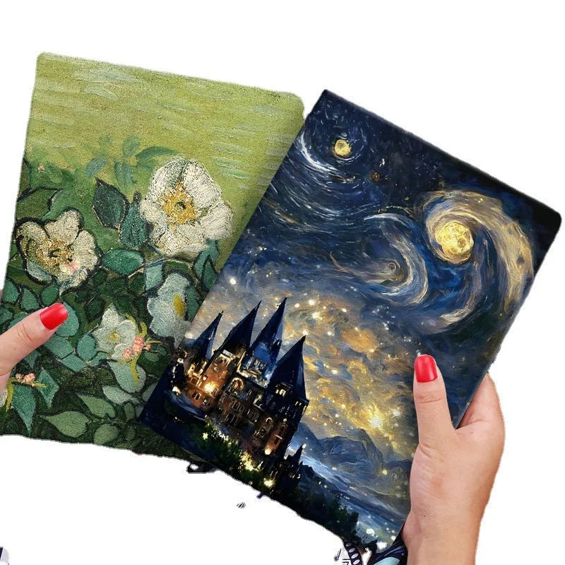 Handmade liquid silicone iPad flip case with floral decorative design