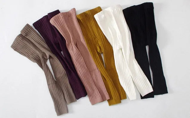 Cotton blend kid leggings for girls in six colours, sizes S/M/L for ages 0-5