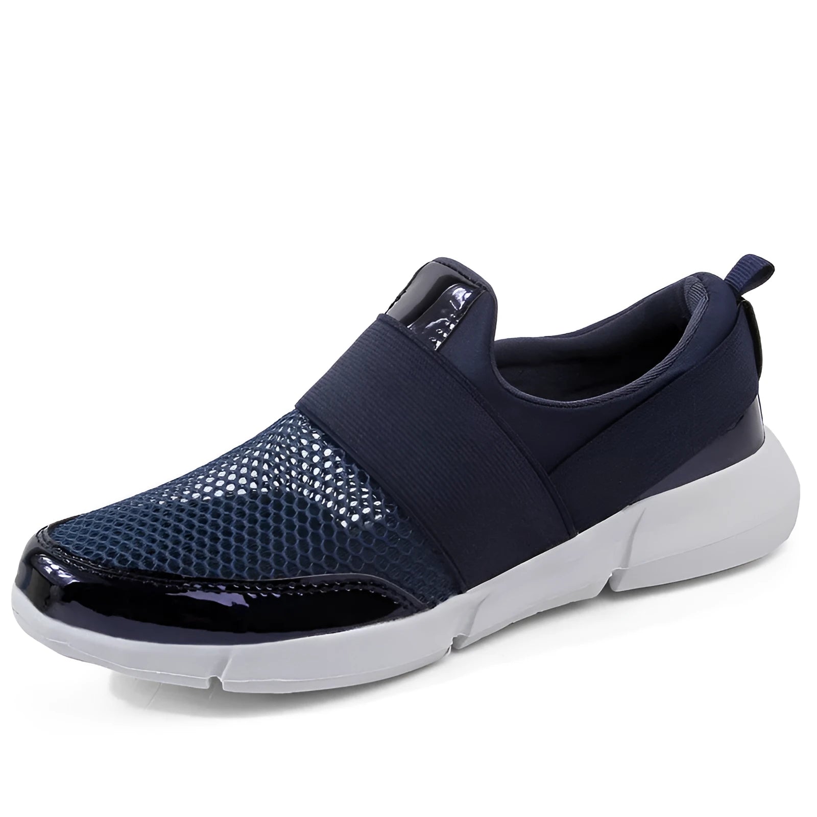 Breathable low top mesh sneakers for women in blue, black or grey, showcasing lightweight casual design.