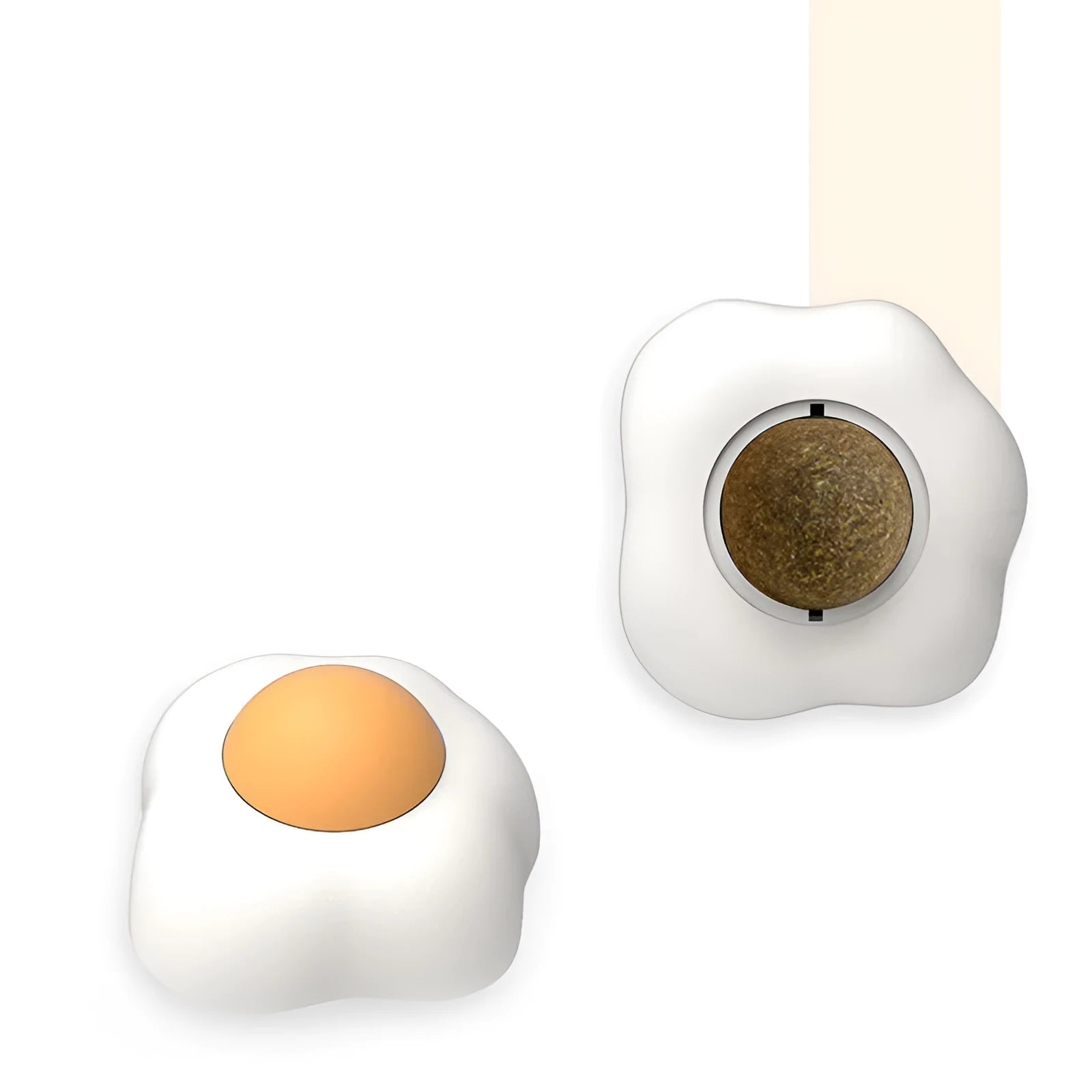 Interactive catnip ball toy in egg shapes for wall attachment and teeth cleaning