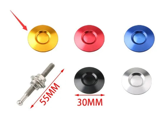 30mm diameter engine cover lock in silver, black, gold, blue, and red colour options