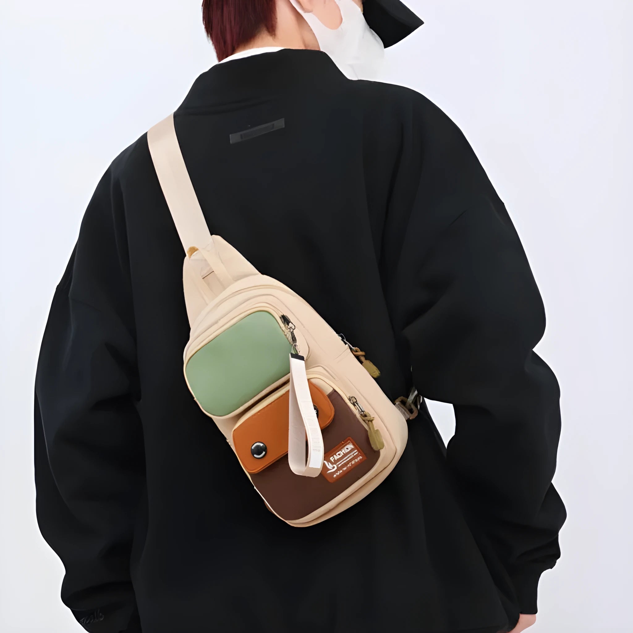 Outdoor nylon crossbody shoulder bag in three colour options with contrast detailing