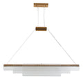 Modern minimalist glass pendant lamp with iron fittings and LED light in three length options.
