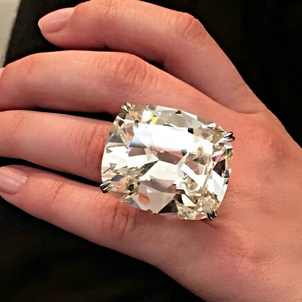 Simple white gold colour alloy ring with geometric band and inlaid square diamond design
