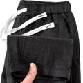 Pure linen Chinese style trousers with elastic waist and straight leg design
