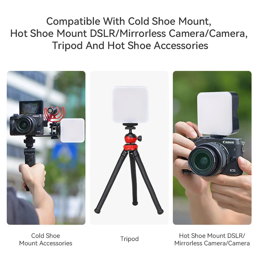 LED mini square outdoor pocket light tripod flash with rotatable head
