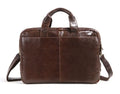 Brown cowhide leather business briefcase with 18-inch laptop compartment