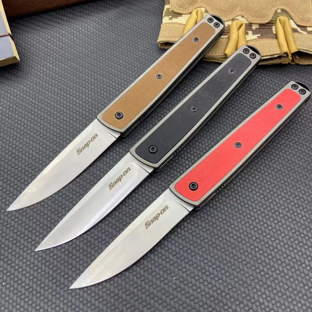 Folding handmade fruit knife with stainless steel blade in black, red or coffee colour