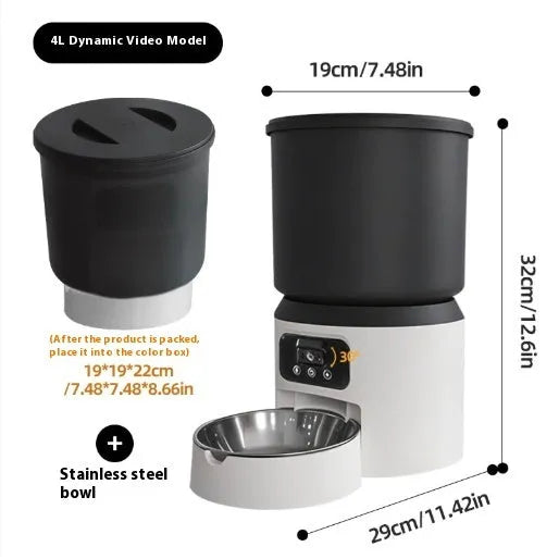 4L smart pet feeder for cats and dogs with choice of plastic or stainless steel bowl