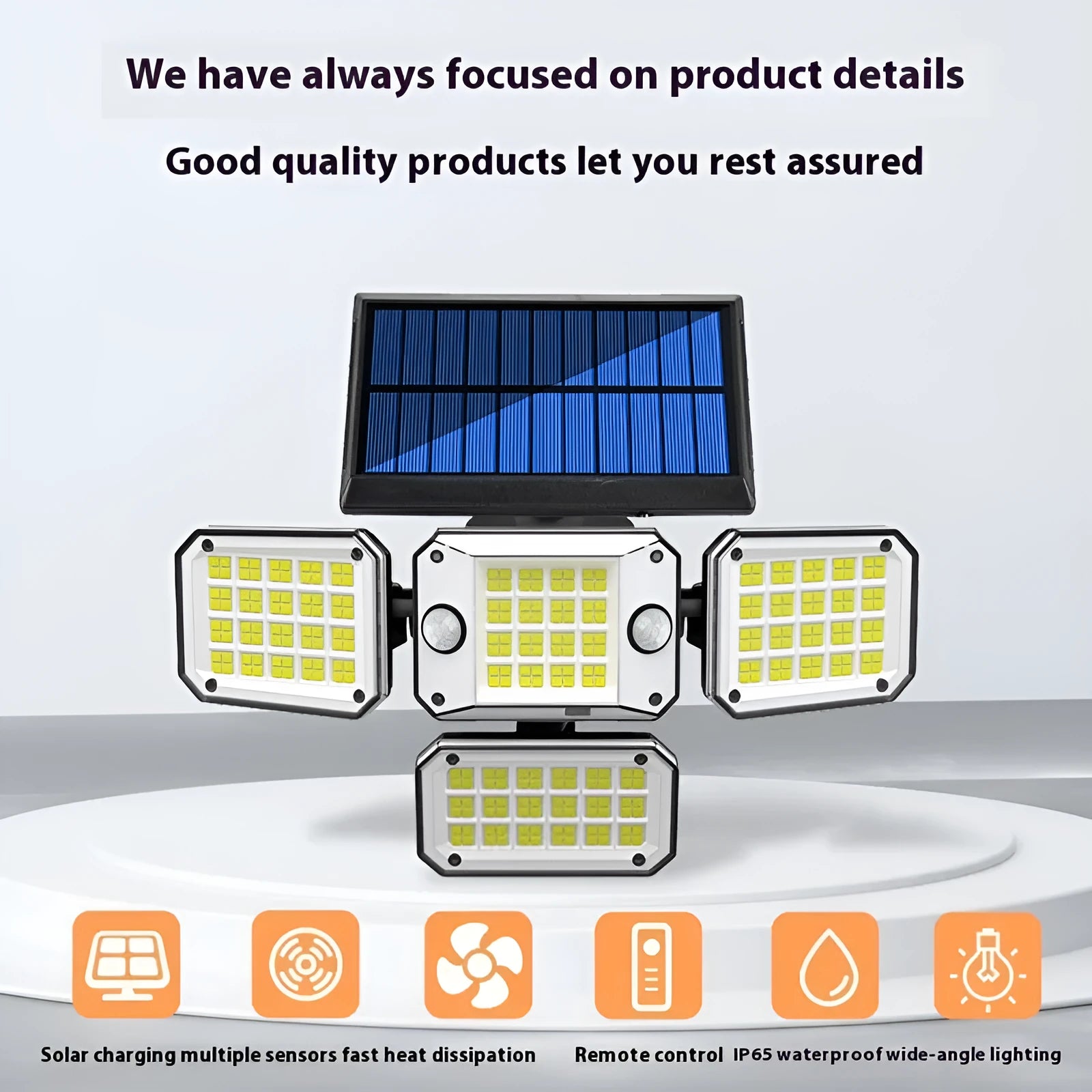 Solar body induction garden lamp with polycrystalline panel and 180° illumination angle