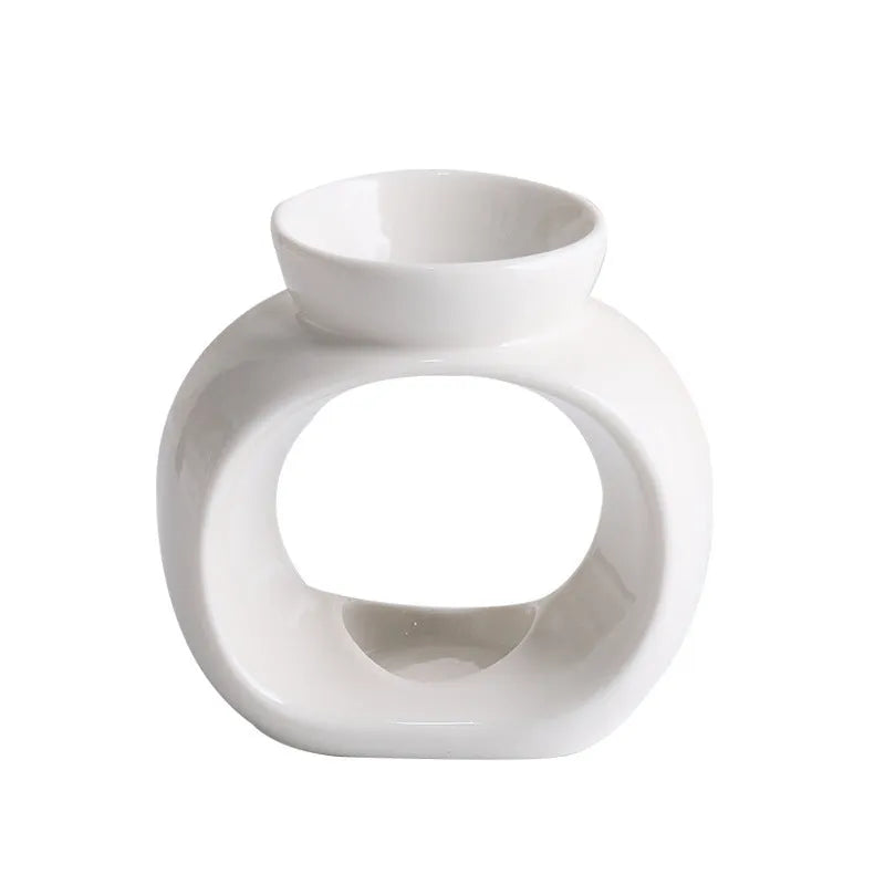 White Nordic style ceramic aromatherapy stove ornament with anti-dry burning feature