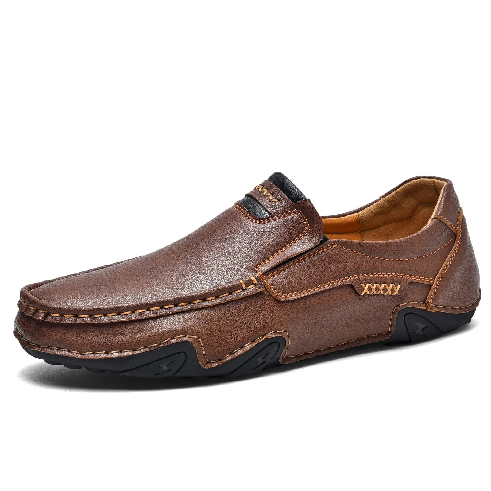 Men's outdoor slip-on casual shoes low top round toe microfiber upper rubber sole leather lining sizes 38-46