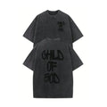 Men's 3D vintage printed round neck short sleeve casual sports T-shirt in black, loose fit