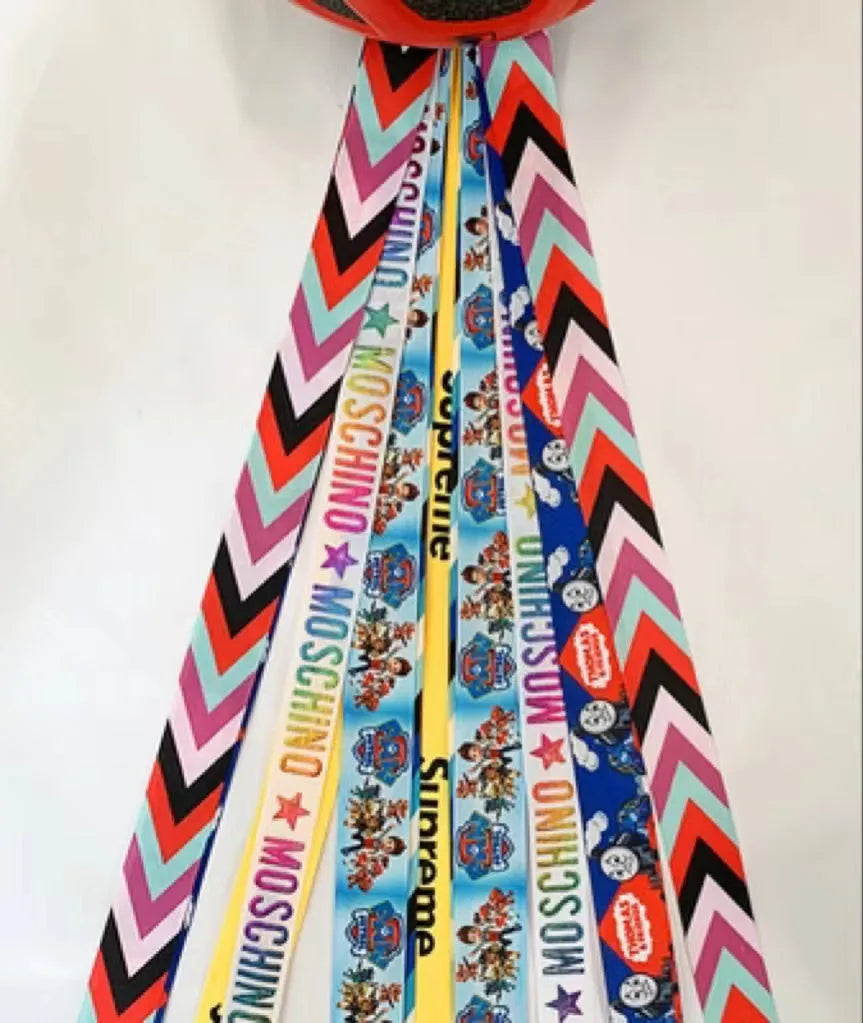Children's helmet decorative ribbons in various colours for roller skating and ski helmets