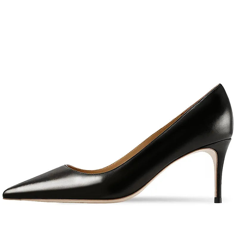 Naked light mouthed French women's soft soled high heel shoe pointed toe fine heel black