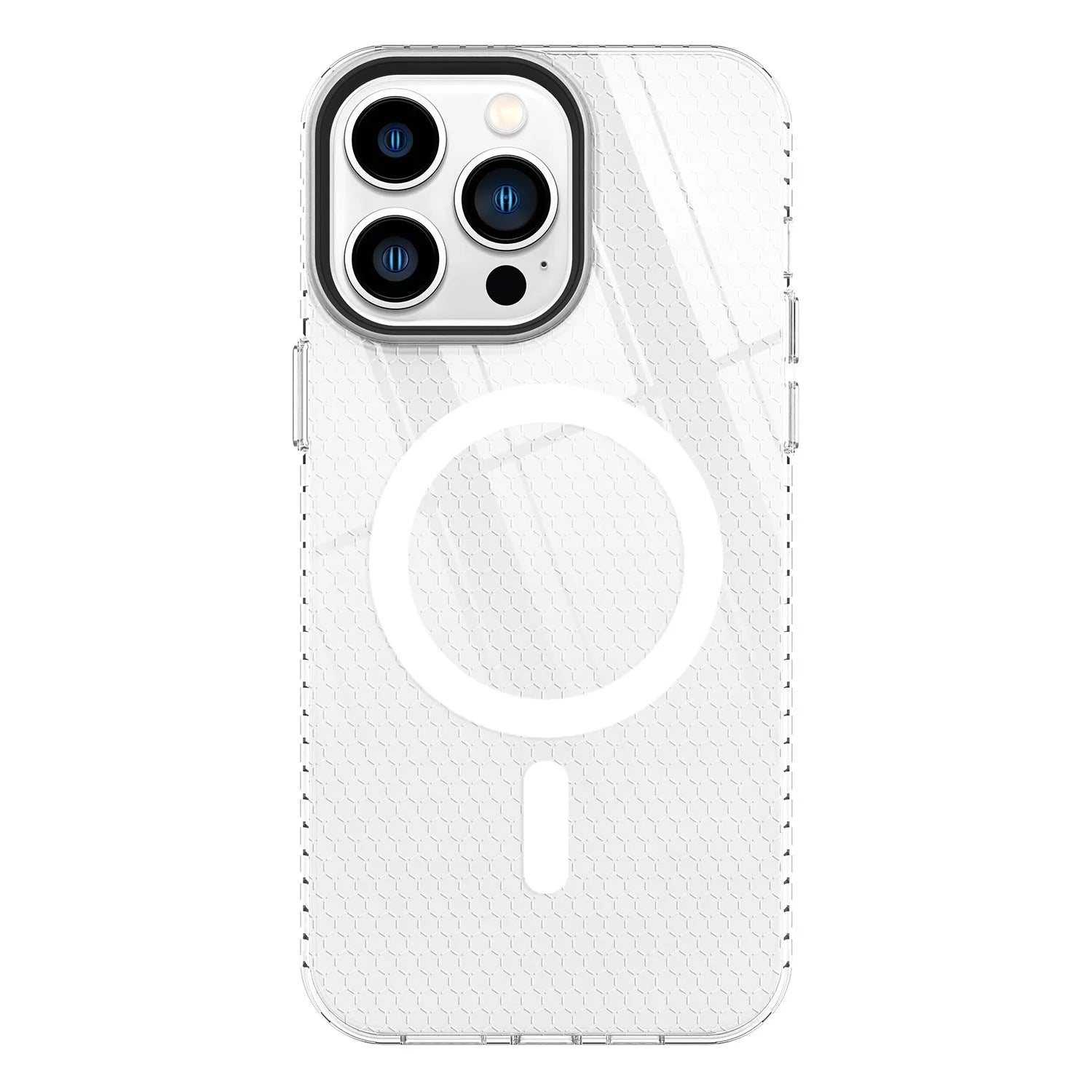Magnetic phone case honeycomb pattern drop-resistant TPU for iPhone 13 14 15 series transparent