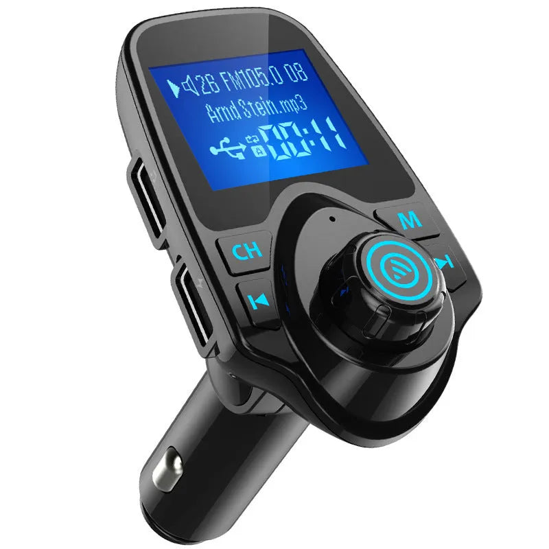 Black G7 Bluetooth car FM transmitter with hands-free calling and USB charging port