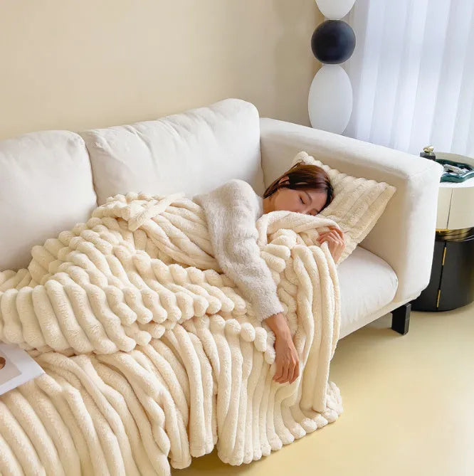 Soft Wind double-sided faux rabbit fur blanket in various colours and sizes