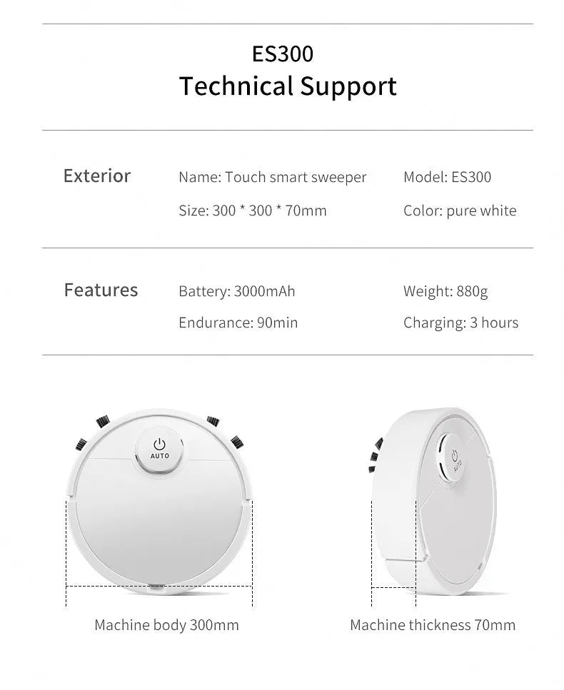 Automatic floor sweeping robot with compact design for home cleaning