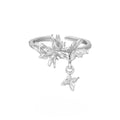 Adjustable silver ring with wild butterfly design in electroplated gold colour