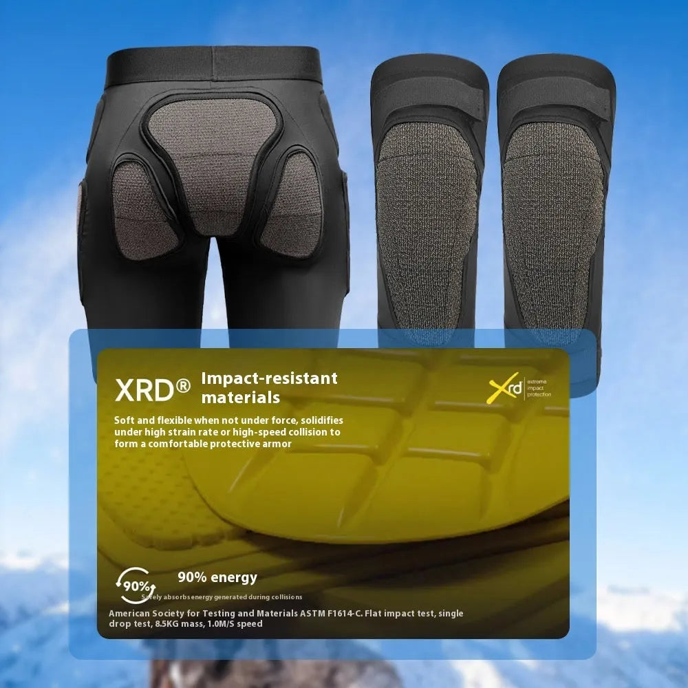 X-ray diffraction skiing protective hip pad and knee pad inner wear cushion in S M L XL sizes.