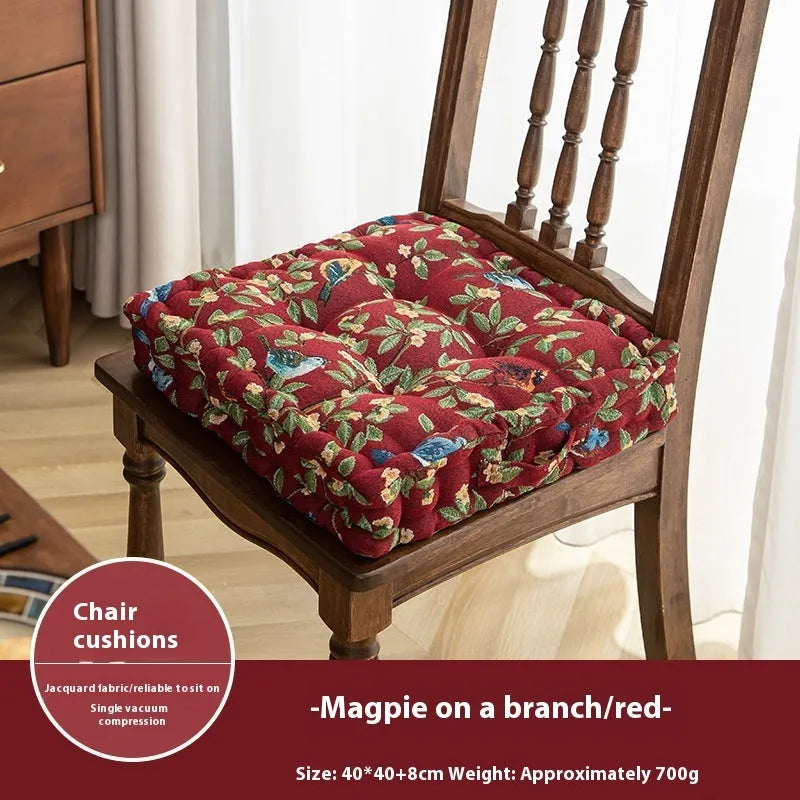 American dining chair cushion 40x40cm with thick PP cotton filler in floral apricot pattern