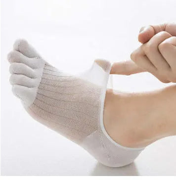 Modal cotton five-finger ultra-thin boat socks in white, khaki, grey and black colours