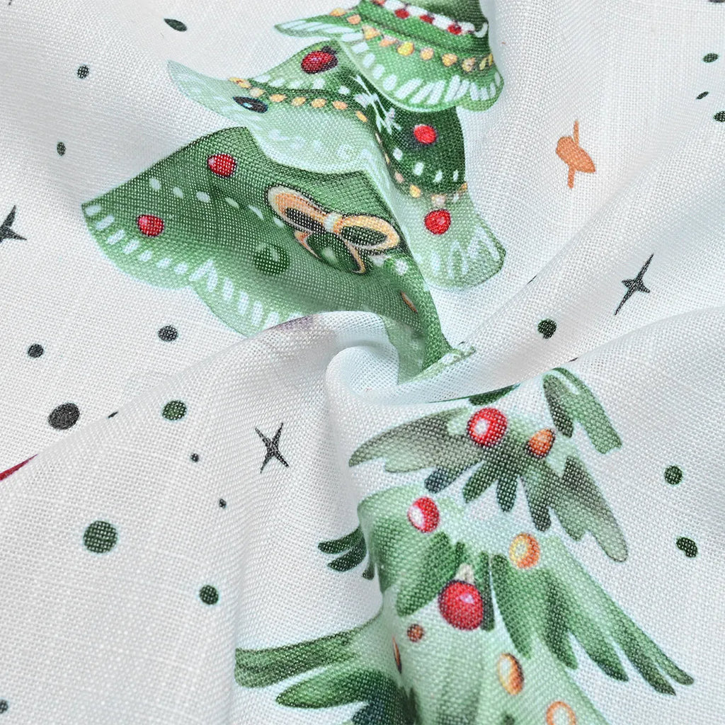 Christmas Forest punching pattern polyester curtain hanging in window with sunshade function