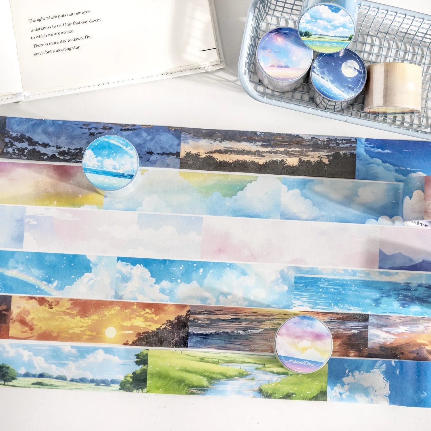 Japanese paper washi tape roll with sky theme pattern measuring 30mm wide