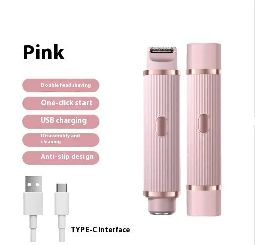Painless Dual-Head Women's Electric Shaver - Automatic Body Hair Trimmer for Face, Lips, Underarms, Legs & Bikini Line (USB Rechargeable)