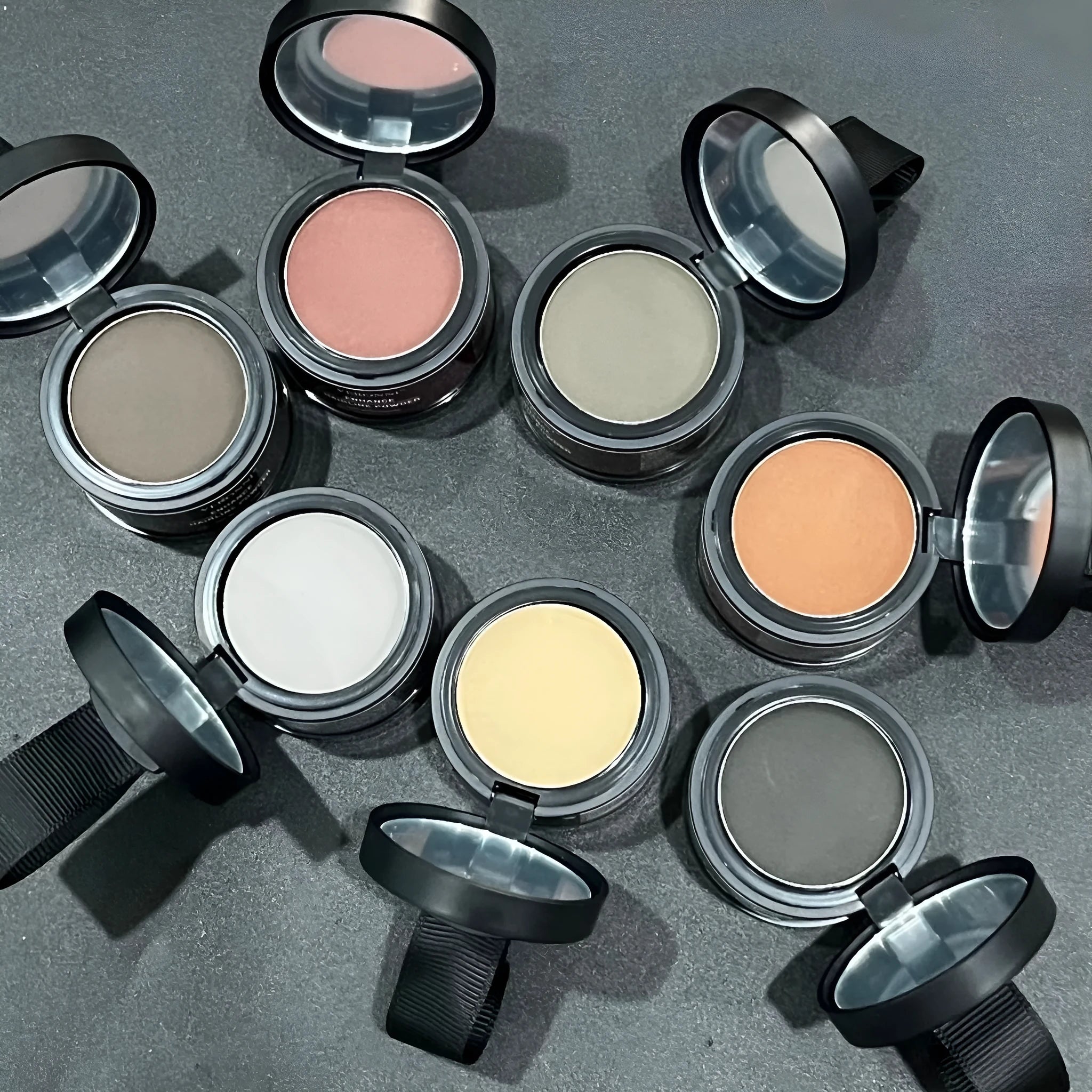 Hairline powder cosmetic product with 14 colour classifications for shadow repair and skin colour improvement