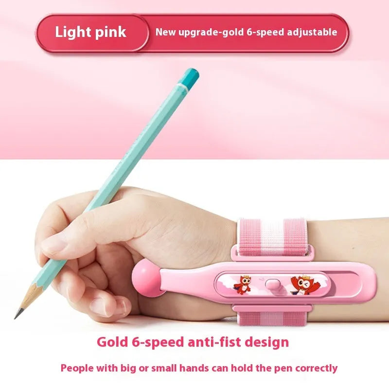 Blue Anti-hook Holder Pen Control Corrector wrist brace for pen grip correction.
