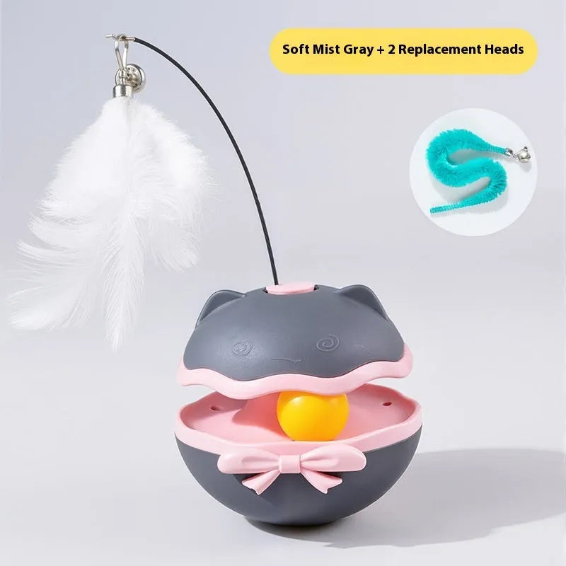 Electric cat toy tumbler teaser stick in soft fog grey colour