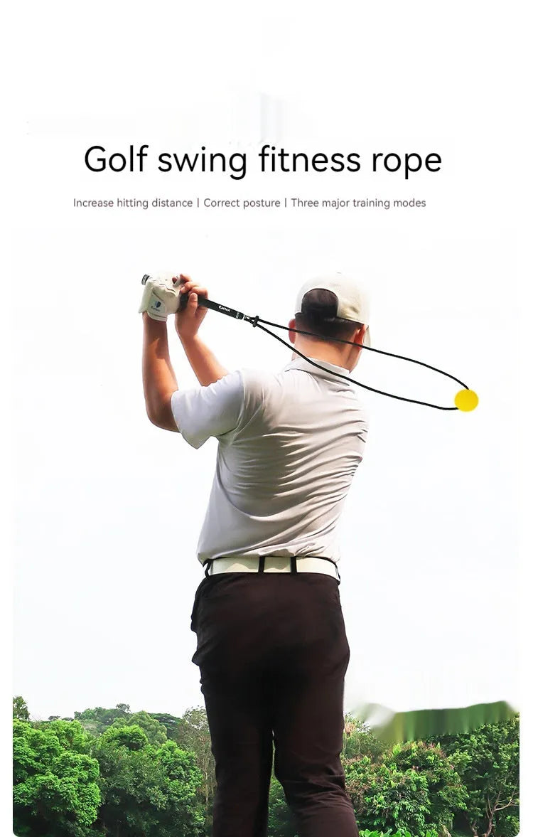 Black silicone elastic training rope for golf swing correction and ball sports technique practice