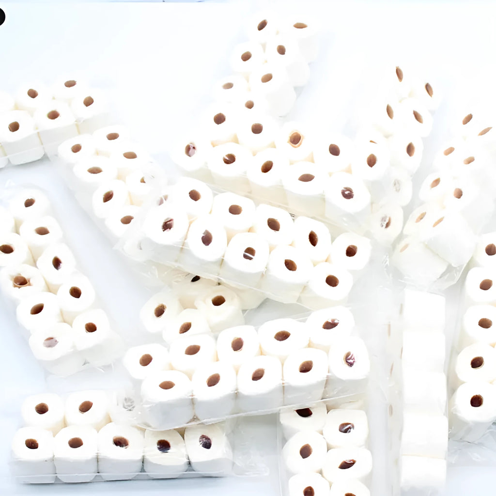 Simulated paper tissue roll model for children's educational play measuring 30x15x80mm
