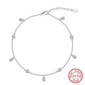 Women's geometric zirconium crystal anklet in gold or white gold plating on silver chain